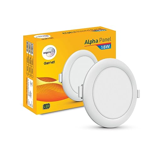 wipro Polycarbonate Garnet 18W Round LED Alpha Panel | Cool White Light (6500K) | Recessed Down Light for False Ceiling | Cutout - 159Mm | Pack of 6 - Image 4