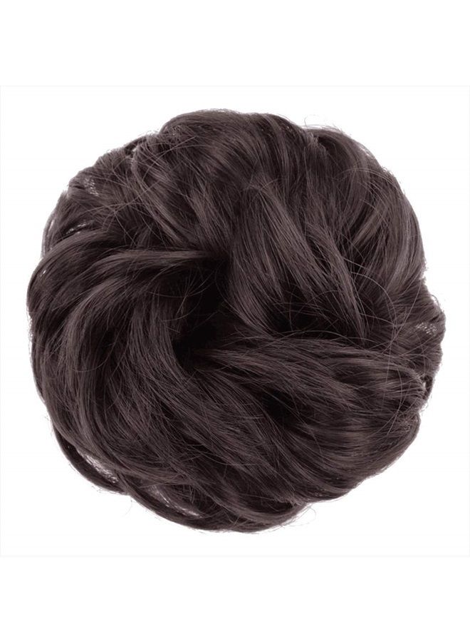MORICA 1PCS Messy Hair Bun Hair Scrunchies Extension Curly Wavy Messy Synthetic Chignon for Women Updo Hairpiece (Dark Brown) - Image 2