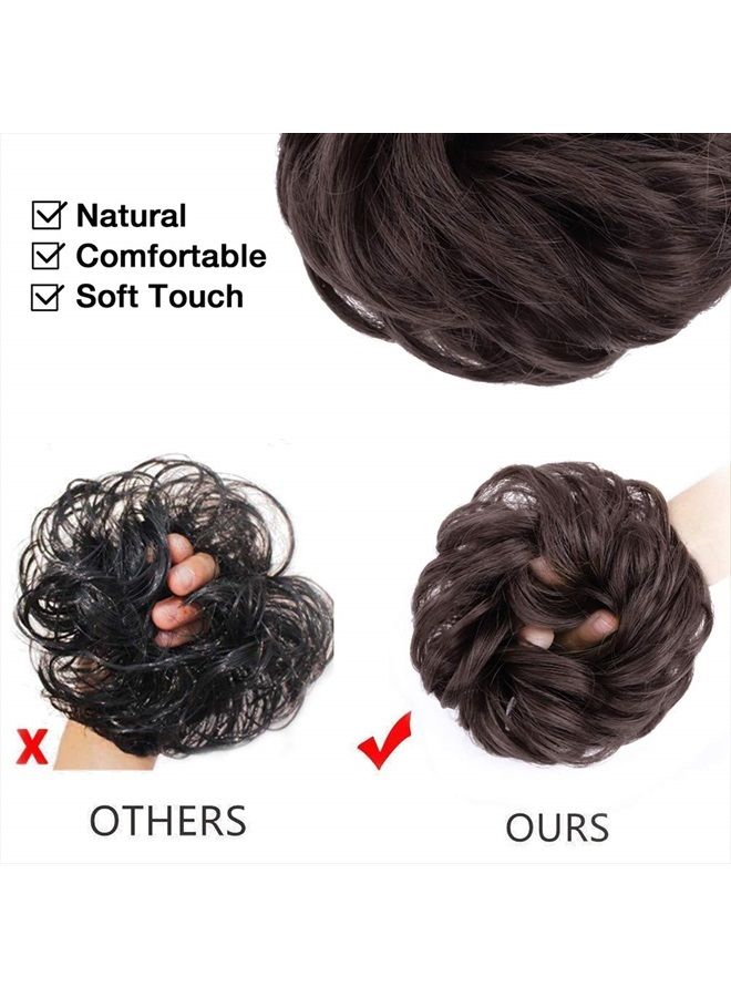 MORICA 1PCS Messy Hair Bun Hair Scrunchies Extension Curly Wavy Messy Synthetic Chignon for Women Updo Hairpiece (Dark Brown) - Image 5