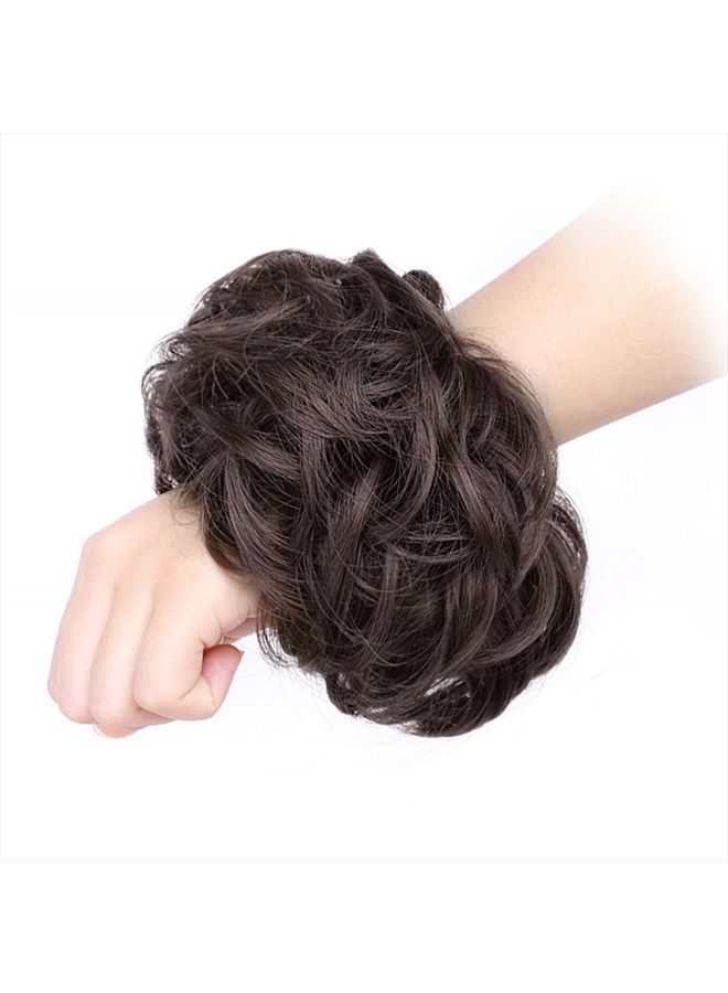 MORICA 1PCS Messy Hair Bun Hair Scrunchies Extension Curly Wavy Messy Synthetic Chignon for Women Updo Hairpiece (Dark Brown) - Image 3