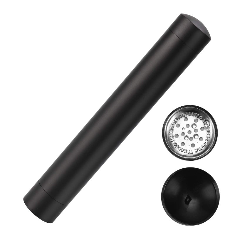 Fortune Nexus Air Tight Smell Proof Metal Cigar Case Tube with Built in Humidifier (Black) - Image 1
