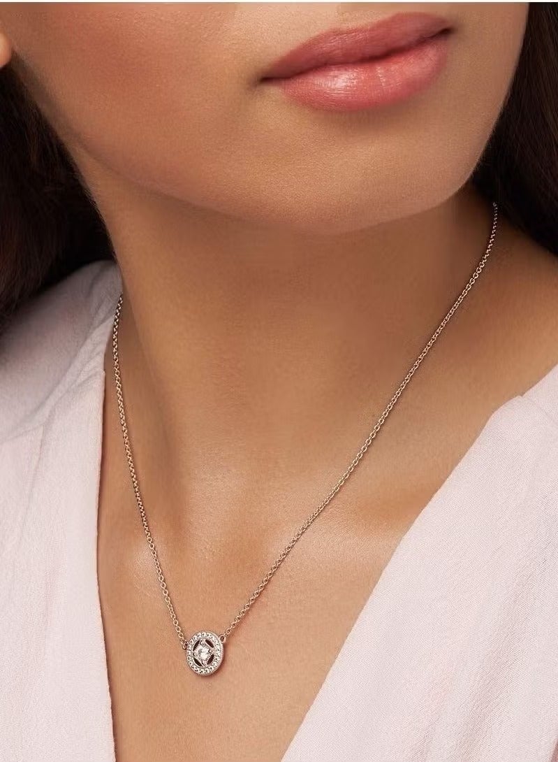 قلادة دائرية عتيقة من الذهب الوردي عيار 14 قيراطًا ومرصعة بزركونيا مكعب شفاف قابلة للتعديل للنساء