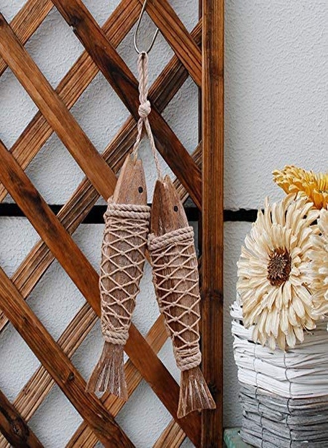 YK Decor Antique Wood Fish Decor Ornament Wall Hanging Decorative Sculpture Wooden Fish for Home Nautical Theme - Image 2