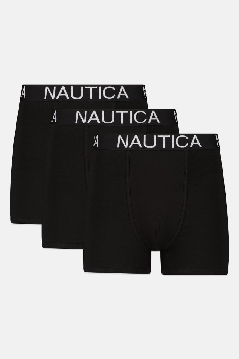 NAUTICA Men 3 Pieces Brand Logo Boxer, Black - Image 1