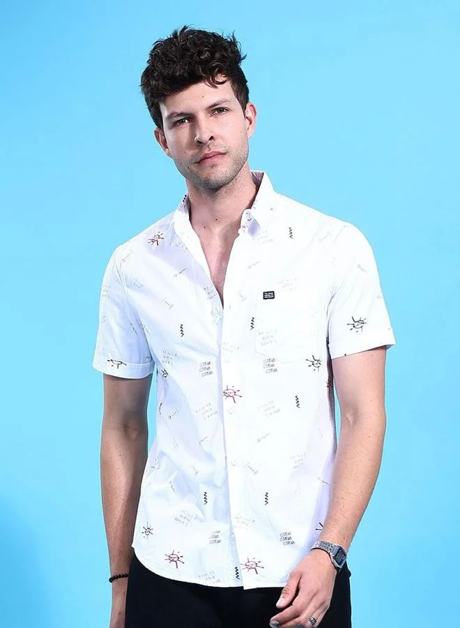 The Indian Garage Co The Indian Garage Co Men White Slim Fit Casual Shirt