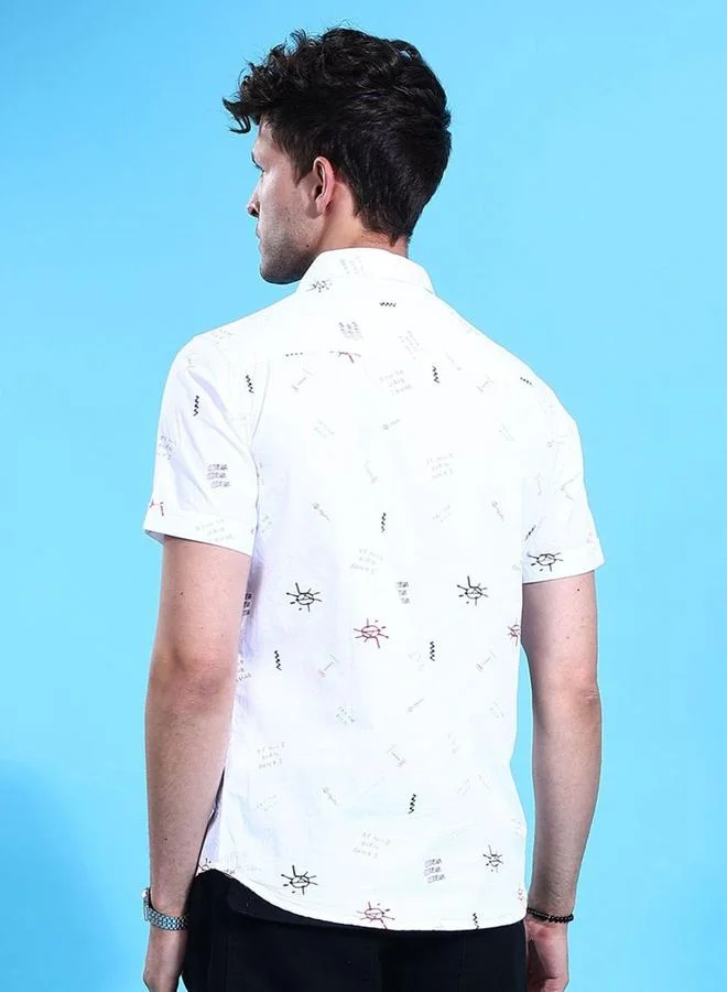 The Indian Garage Co The Indian Garage Co Men White Slim Fit Casual Shirt