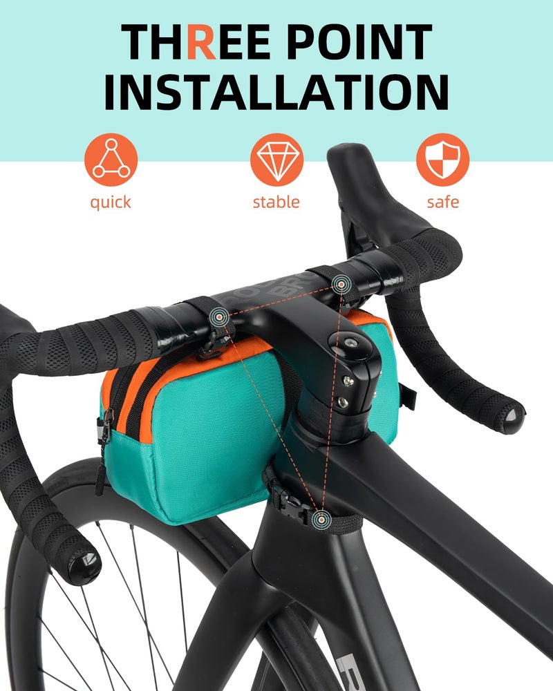 ROCKBROS Bike Handlebar Bag Large Capacity Bicycle Handle Bar Bag Quick Release Bike Front Bag Bike bag with Shoulder Strap Cycling Accessories for Men Women - Image 4