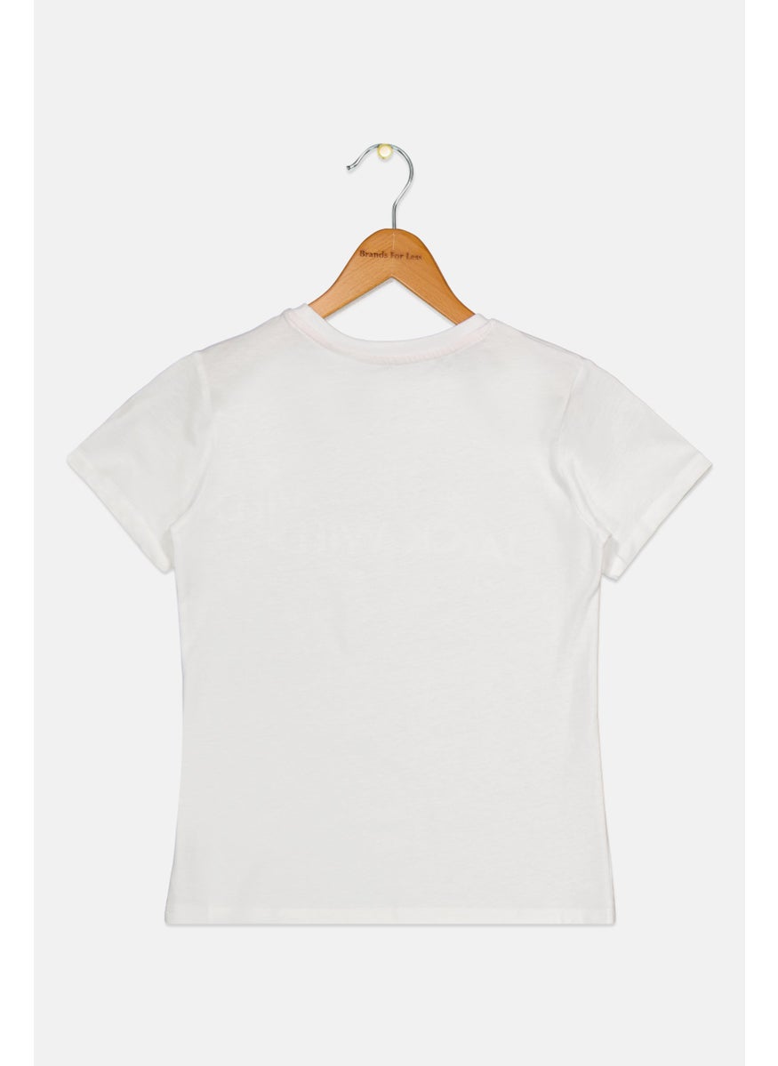 Jack Wills Kids Girl Crew Neck Short Sleeves Graphic Print T-Shirts, White  - Image 2
