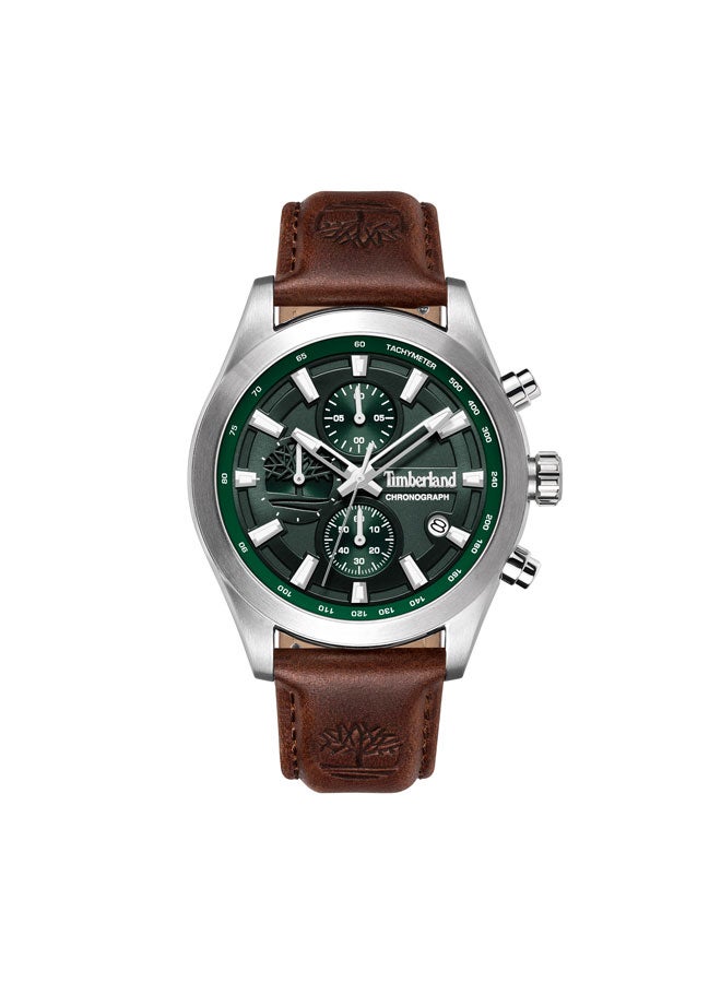 Timberland Men Ashmont Green Dial Leather Strap Chronograph Watch for Men, 44mm - Image 1