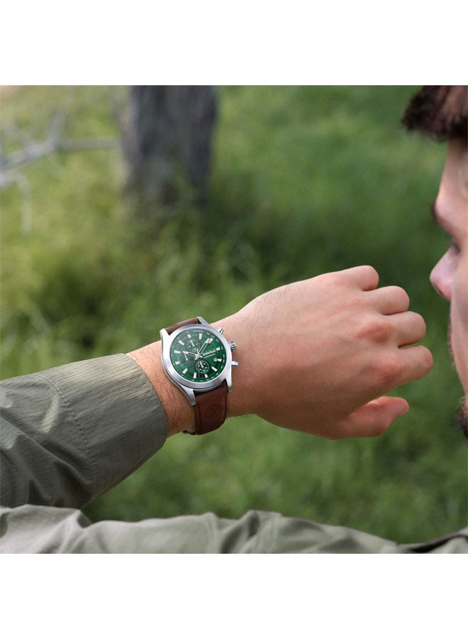 Timberland Men Ashmont Green Dial Leather Strap Chronograph Watch for Men, 44mm - Image 5