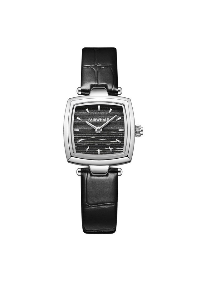 Mark Fairwhale Square Women's Quartz Watch | Classic Black Genuine Leather Strap | Stainless Steel Case | Daily Water Resistant - Image 1