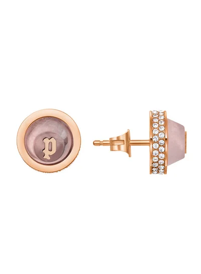 POLICE Beaming Earring for Women Rose Gold Plating with Quartz Inlay Pave Stud