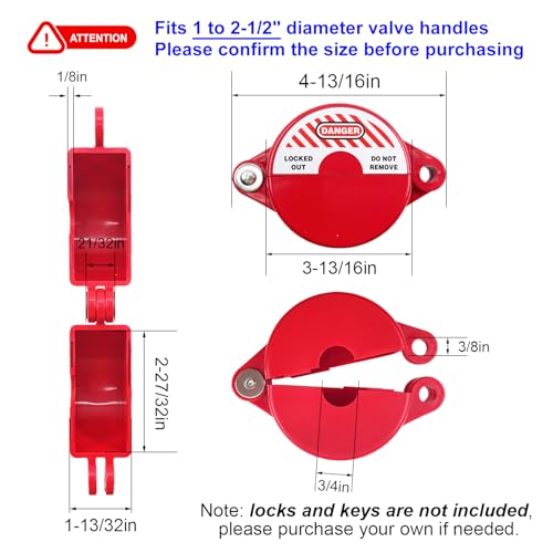 Young Dance Gate Valve Lockout and Safety Padlock,1Set, Hose Bib Lock for Outdoor Faucet Knob/Water Spigot/Propane Tank,1 to 2-1/2 in Dia Valve Handles,Secure Lock Device for Outside Garden Valve - Image 2
