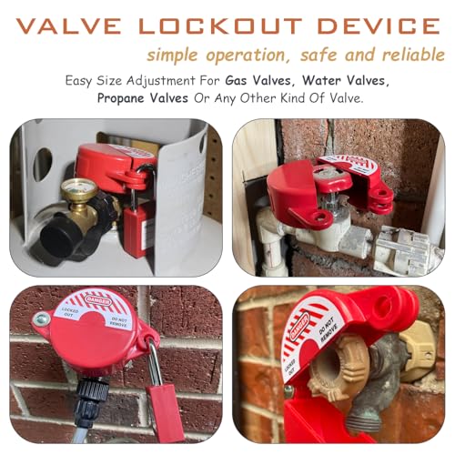 Young Dance Gate Valve Lockout and Safety Padlock,1Set, Hose Bib Lock for Outdoor Faucet Knob/Water Spigot/Propane Tank,1 to 2-1/2 in Dia Valve Handles,Secure Lock Device for Outside Garden Valve - Image 4