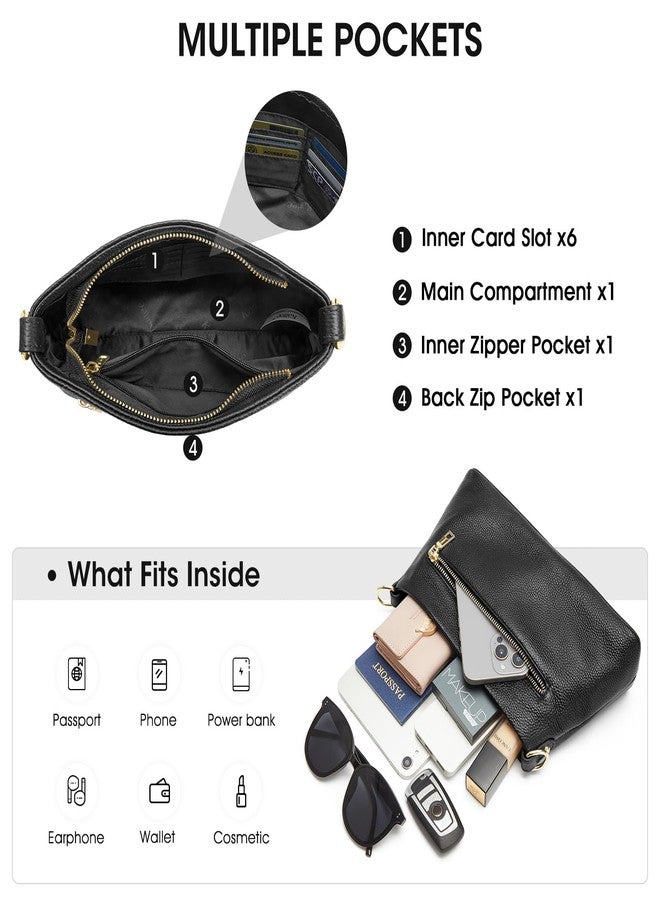 Kattee Genuine Leather Crossbody Bags for Women 2025 Trendy, Top Grain Leather Tote Purses Shoulder Handbags with 2 Removable Straps, Black - Image 5