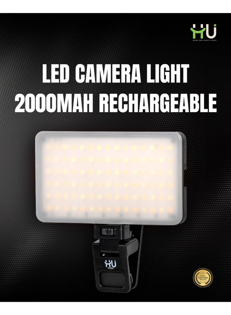 إتش يو إضاءة كاميرا LED قابلة للشحن 2000mAh – ضوء تصوير قابل للتعديل من 2700K إلى 6500K للفلوغ والبث المباشر - Image 4