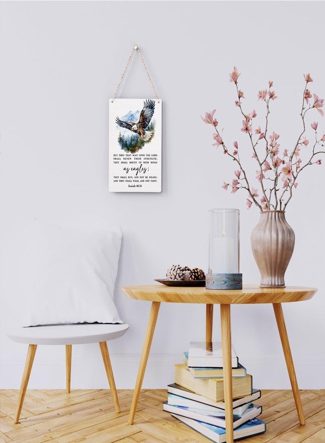 BELLOWDEER Inspirational Scripture Wall Art Bible Verses Isaiah 40:31 Wall Decor Christian Wall Art Decor Prayer Room Decor Religious Gifts, Wooden Sign for Home Office Nursery Bathroom Decoration 8x10 Inches - Image 2