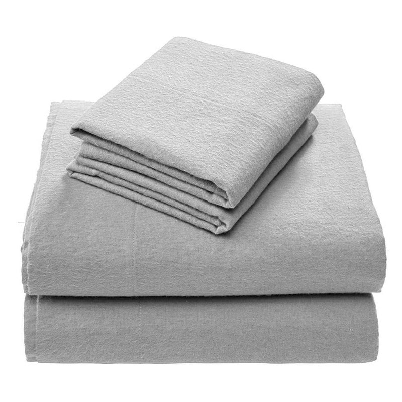 Comfort Spaces Cotton Flannel Sheets Queen Size, Ultra Soft Flannel Sheet Set with 14" Elastic Pocket , Breathable Warm Flannel Bedding, Grey Solid 4 Piece - Image 1