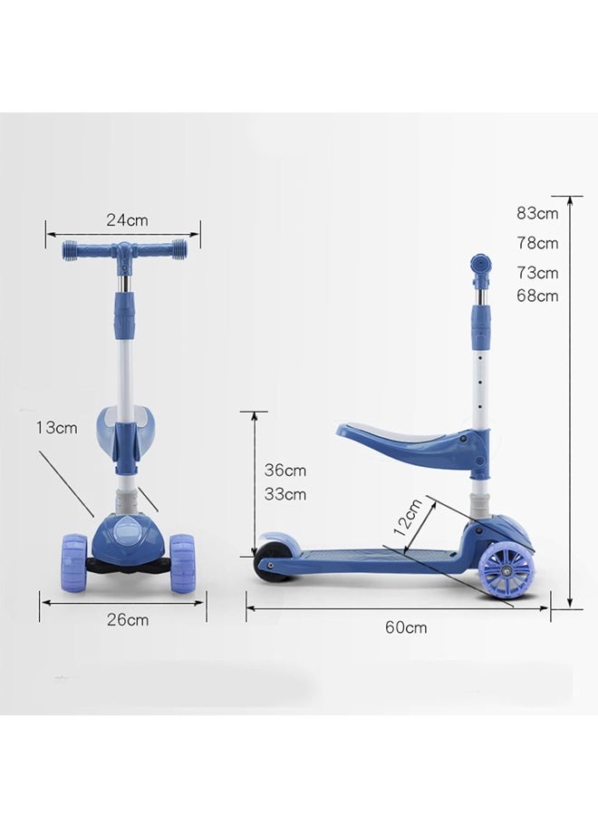 3 in 1 Kick Scooter -Adjustable Height-Adjustable Foldable Scooter，3 LED Lighted Wheels and Anti-Slip Deck ，Suitable for Boys and Girls Aged 3-12 ﻿ - Image 4