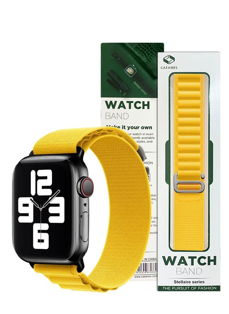 CATANES - Apple Watch Band Alpine Loop Band 38mm 40mm 41mm Women Men Adjustable with Metal G-Hook Strap for iWatch Series 7/SE/6/5/4/3/2/1 Yellow - Image 1