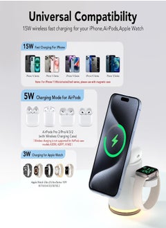 X الإصدار شاحن لاسلكي سريع 4 في 1، محطة شحن متعددة الأجهزة بقدرة 15 واط Qi لأجهزة Apple iPhone 15/14/13/12/AirPods/iWatch - اللون الأبيض  - Image 4