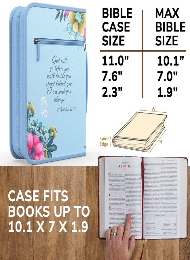 DEHITE Bible Cover Case for Women — Bible Carrying Cases for Women – Blue Large Size – Bag Fits Book 10.1x7x1.9 in – Pen Slots – Zippered Pocket – Premium Fabric – Christian Gift Accessories - Image 2