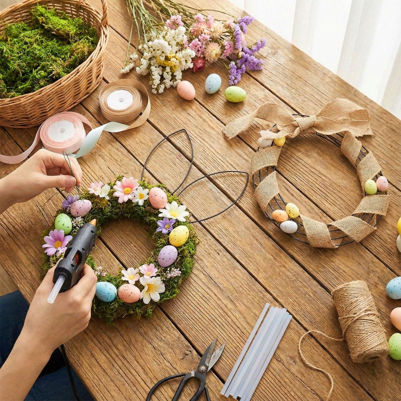 Memorywuu 6 Pcs 16 Inch Easter Wire Wreath Frame Egg Rabbit Wreath Frame Metal Garland DIY Craft Egg Rabbit Mental Form for Easter Indoor Outdoor Porch Wall Flower Garland Decor - Image 3