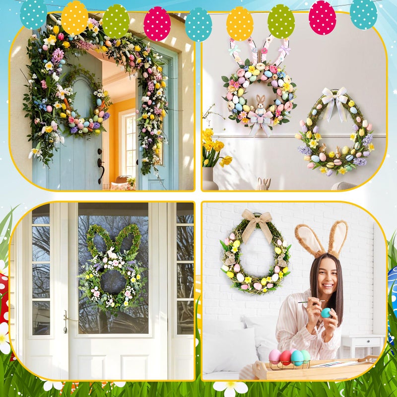 Memorywuu 6 Pcs 16 Inch Easter Wire Wreath Frame Egg Rabbit Wreath Frame Metal Garland DIY Craft Egg Rabbit Mental Form for Easter Indoor Outdoor Porch Wall Flower Garland Decor - Image 5