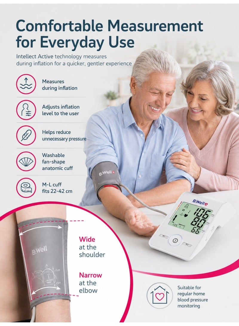 B.Well MED-55 Automatic Upper Arm Blood Pressure Monitor with 22-42 cm M-L Cuff & 3Check - Image 4