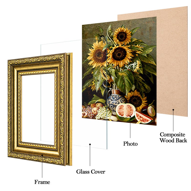 Eletecpro 3X4 Picture Frames Set Of 4  Ornate Vintage Photo Frames With Glass  Rustic Gold Frame Displays 3X4 Photo For Tabletop  Gold - Image 2