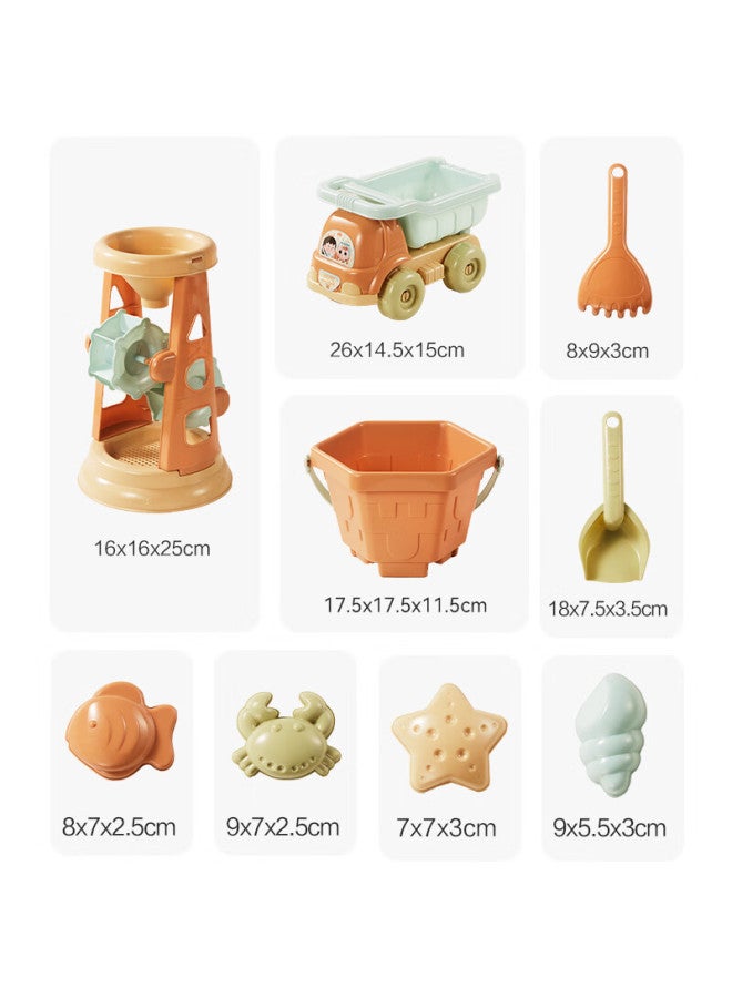 Dimoarch Children's Beach Toys Sand Shovel Set Of 9 Pieces Baby Sand Play Water Toys Beach Car Birthday Gift