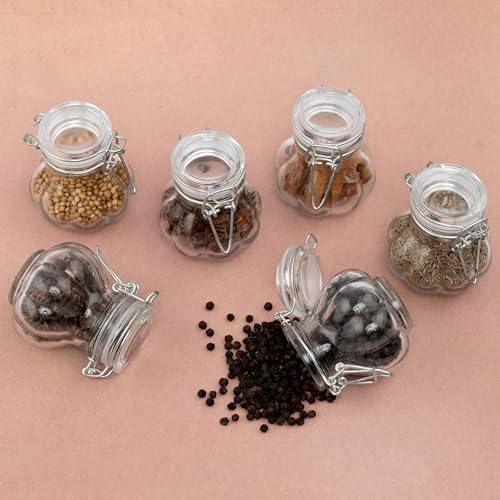 OLWICK® 100ml Small Glass Jars With Leak-Proof Rubber Gaskets and Airtight Hinged Lids, Small Glass Containers Ideal for Spice, Herbs, Honey, Pickle, Pack Of 12, Vertical Round - Image 2