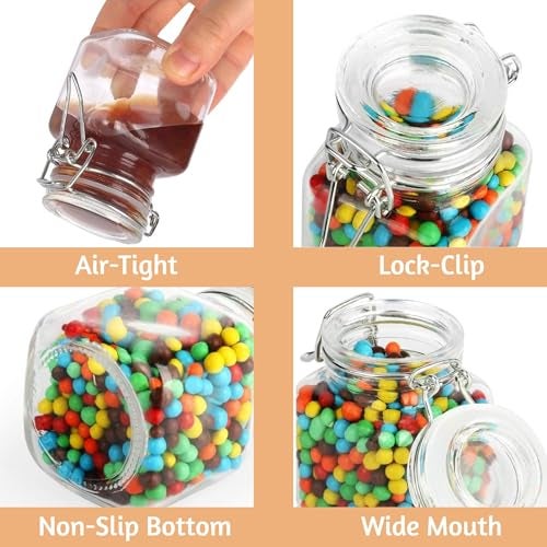OLWICK® 100ml Small Glass Jars With Leak-Proof Rubber Gaskets and Airtight Hinged Lids, Small Glass Containers Ideal for Spice, Herbs, Honey, Pickle, Pack Of 12, Vertical Round - Image 4