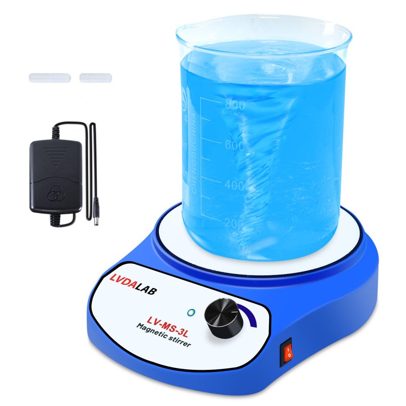 LVDALAB 3000RPM Magnetic Stirrer with 2 Stir Bars 3000ml Stainless Steel Magnetic Mixer Lab Stirrers Mini Magnetic Stir Plate - Image 2