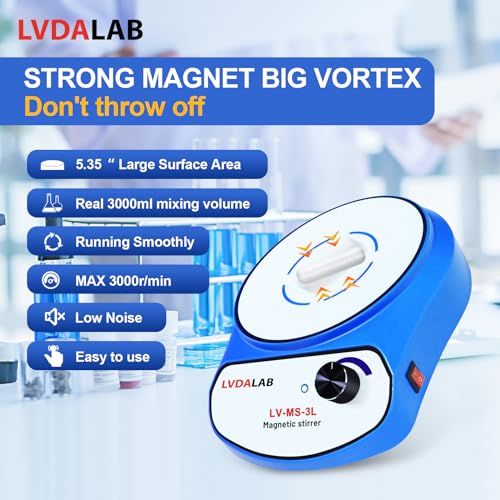 LVDALAB 3000RPM Magnetic Stirrer with 2 Stir Bars 3000ml Stainless Steel Magnetic Mixer Lab Stirrers Mini Magnetic Stir Plate - Image 3