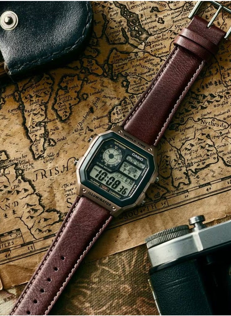 CASIO - Casio 'Royale' Digital Leather Strap Men's Watch AE-1200WHL-5AV - Image 1