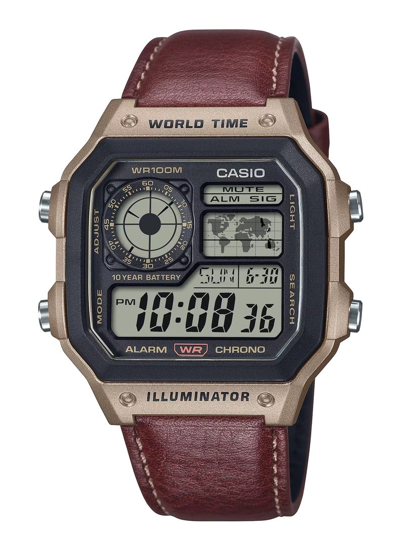 CASIO - Casio 'Royale' Digital Leather Strap Men's Watch AE-1200WHL-5AV - Image 1