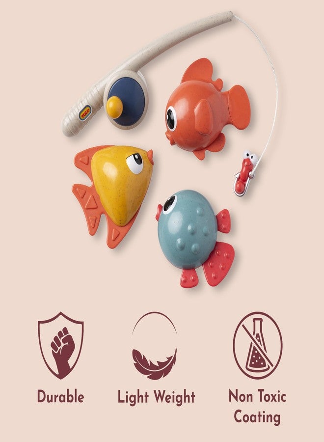 Tolo Bio Funtime Fishing Set | Eco-Friendly Bath Toy for Toddlers | Magnetic Fishing Rod, 3 Bubble-Blowing Fish, Worm | Skill-Building Water Play | Durable, Safe, Sustainable Material | Ages 18M Up - Image 4
