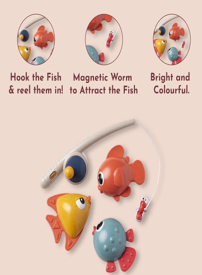 Tolo Bio Funtime Fishing Set | Eco-Friendly Bath Toy for Toddlers | Magnetic Fishing Rod, 3 Bubble-Blowing Fish, Worm | Skill-Building Water Play | Durable, Safe, Sustainable Material | Ages 18M Up - Image 5