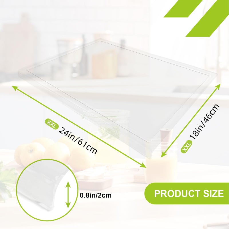 MEWSDEN Acrylic Cutting Board with Juice Groove, Clear Cutting Board with Counter Lip, Cutting Boards for Countertop Protector, Non-Slip Dough Mat, Kitchen Decor Gadgets House Warming Gifts(24"x18") - Image 3