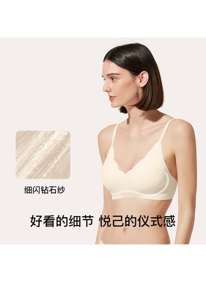 Ubras Yushuoxin Same Style Diamond Mesh Soft Support Petal Cup Bra, Women's Underwear, Back Hook, Light Elegant Pink, S - Image 3