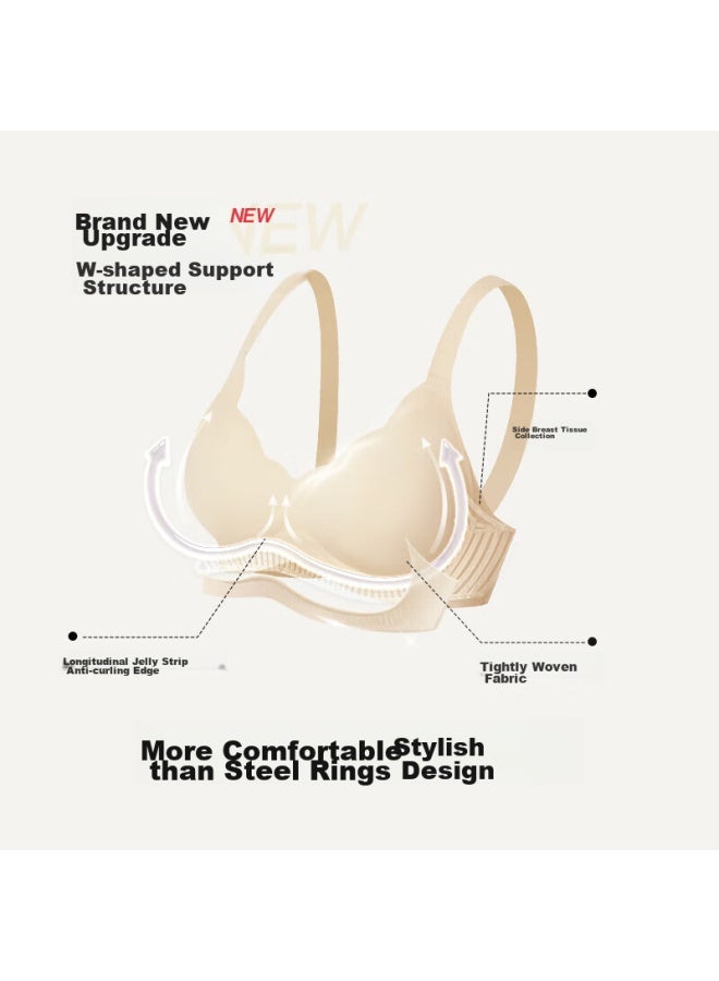 Ubras Yushuoxin Same Style Diamond Mesh Soft Support Petal Cup Bra, Women's Underwear, Back Hook, Light Elegant Pink, S - Image 1