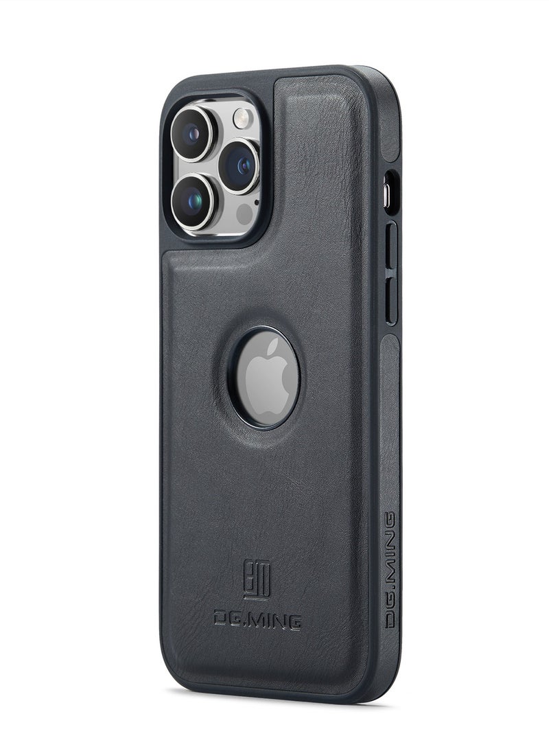 DGMING Case Cover Premium Leather Back with Logo CutOut Shockproof Compatible with Iphone 12 Pro Max (Black) - Image 2