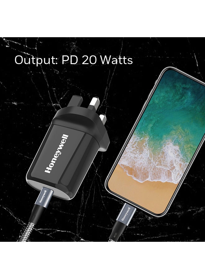 Honeywell Pd 20W Usbc Ultrafast Charger Compatible With Iphone 16/15/14/13/12/11 Series Ipad Google Pixel Samsung Galaxy And Oneplus 3 Yrs Manufacturer Warranty Black Black - Image 4
