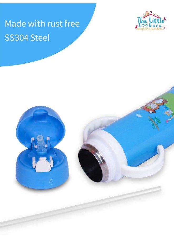 The Little Lookers - Stainless Steel Sipper Bottle For Kids;Sipper Bottle With Straw;Travelling Water Bottle For Kids With Straw (Blue 450Ml) - Image 1