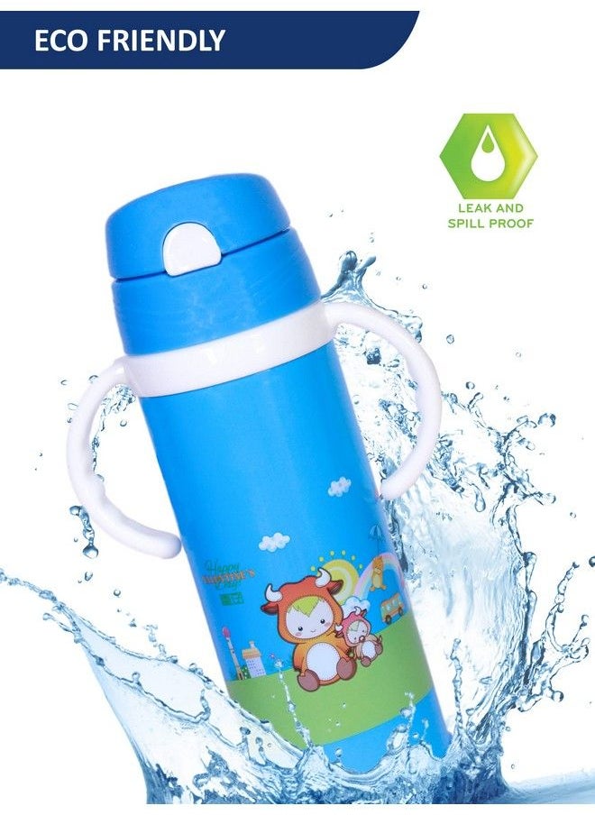 The Little Lookers - Stainless Steel Sipper Bottle For Kids;Sipper Bottle With Straw;Travelling Water Bottle For Kids With Straw (Blue 450Ml) - Image 1
