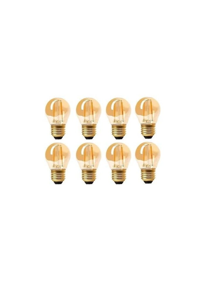 مصابيح LED G45 ذهبية 4 واط اديسون عتيقة، مصباح LED كروي بفتيل ضوء دافئ للغاية 2200 كلفن، زجاج كهرماني E27 ذهبي عتيق غير قابل للتعتيم، 8 قطع.