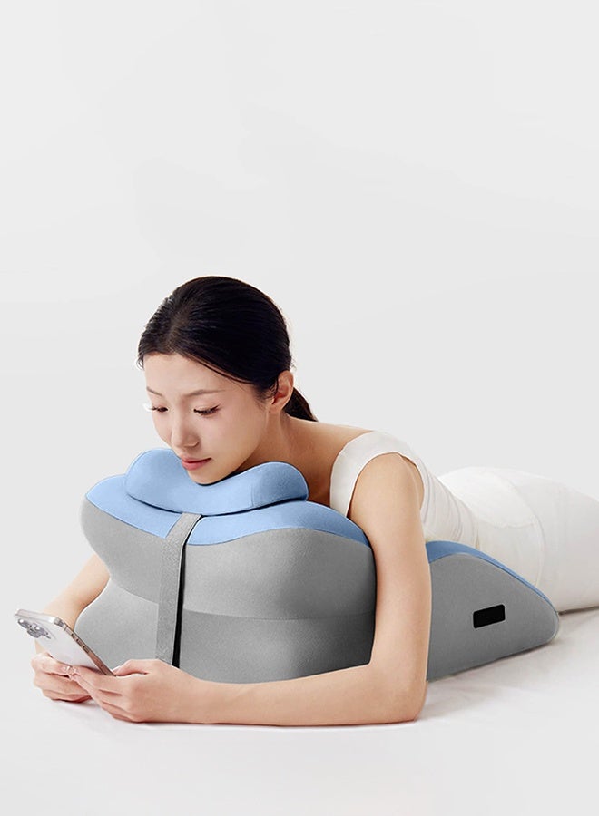 والالا وسادة إسفينية مريحة من إسفنج الذاكرة ٣ في ١ - دعم متعدد الأوضاع للجلوس والاستلقاء وتخفيف ارتجاع المريء | وسادة تقويمية للظهر والرقبة والساقين (أزرق) - Image 2