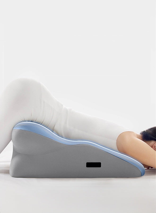 والالا وسادة إسفينية مريحة من إسفنج الذاكرة ٣ في ١ - دعم متعدد الأوضاع للجلوس والاستلقاء وتخفيف ارتجاع المريء | وسادة تقويمية للظهر والرقبة والساقين (أزرق) - Image 1