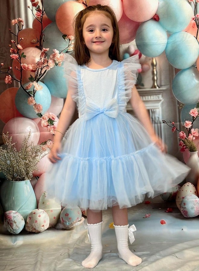 Arshiner Toddler Tulle Dress Girls Tutu Dresses Baby Blue Toddler Dress Size 6 - Image 2